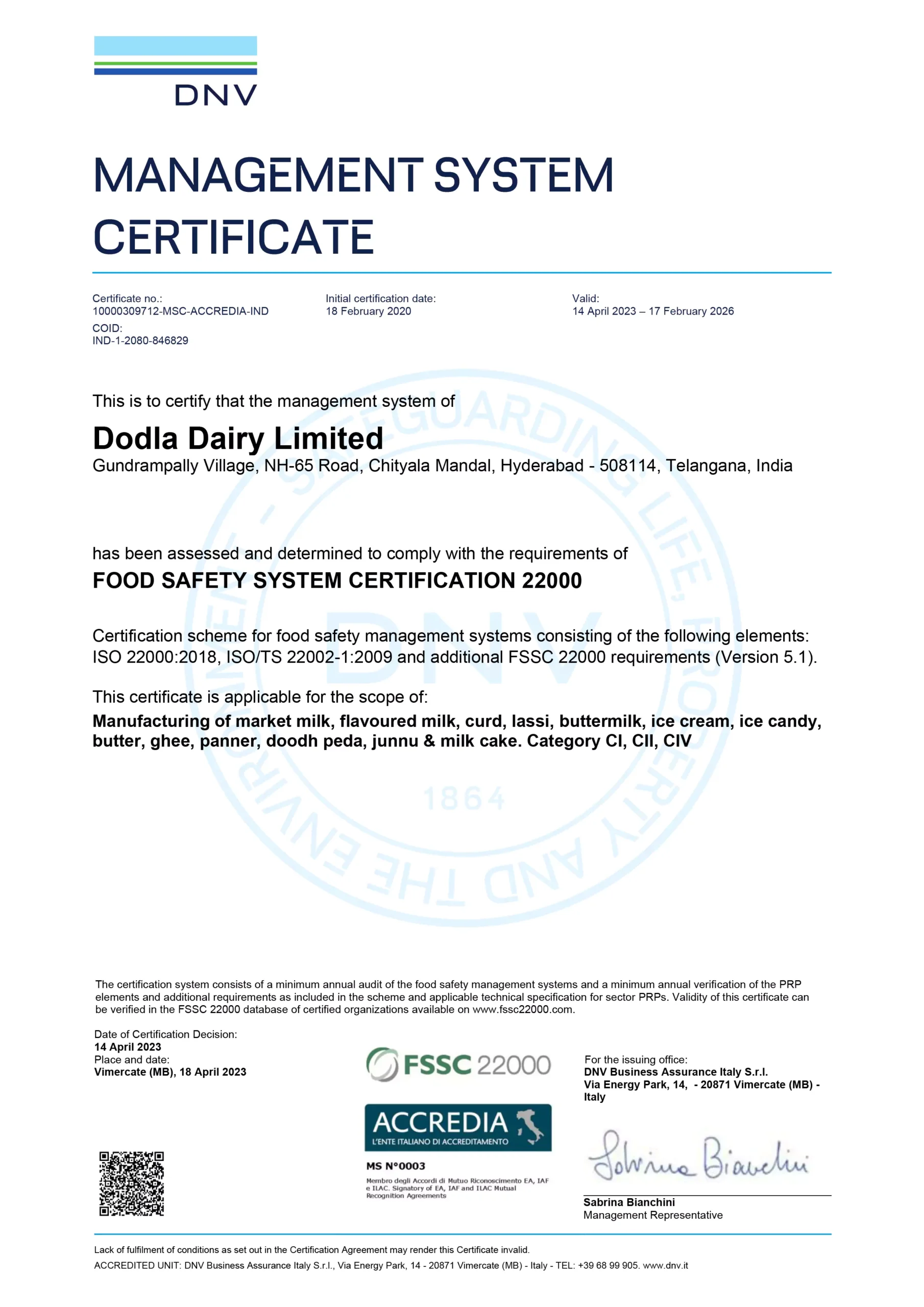 gundrampally msc accredia ind