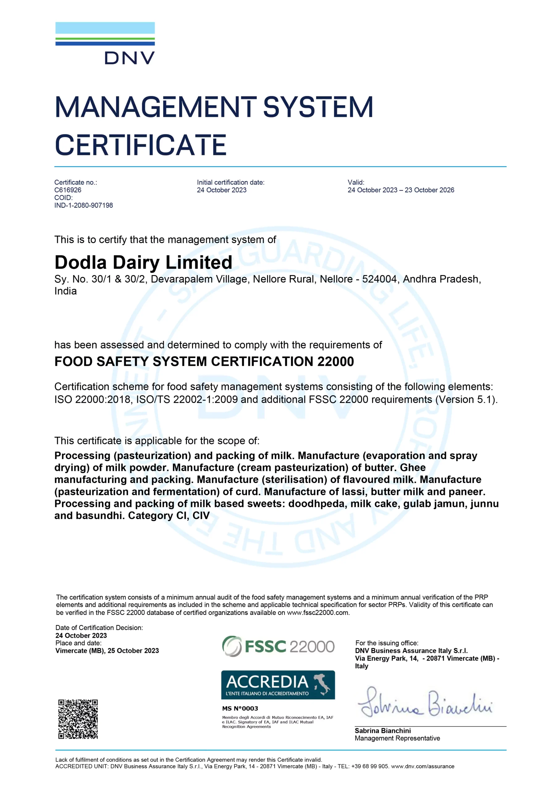 nellore fssc certificate